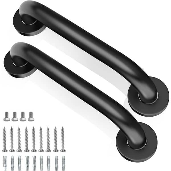 12 in. x 1.25 in. Concealed Screw Heavy Duty Non-Slip Bathroom Safety Handle Shower Grab Bars Matte Black 2 Pack