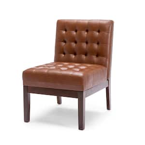 Voll Cognac Brown and Dark Espresso Tufted Accent Chair