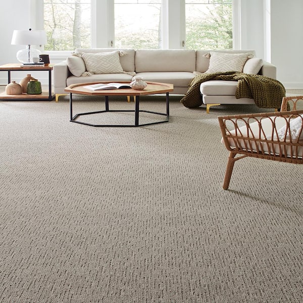 Smooth Summer Serene Stone Gray 37 oz. Polyester Pattern Installed Carpet