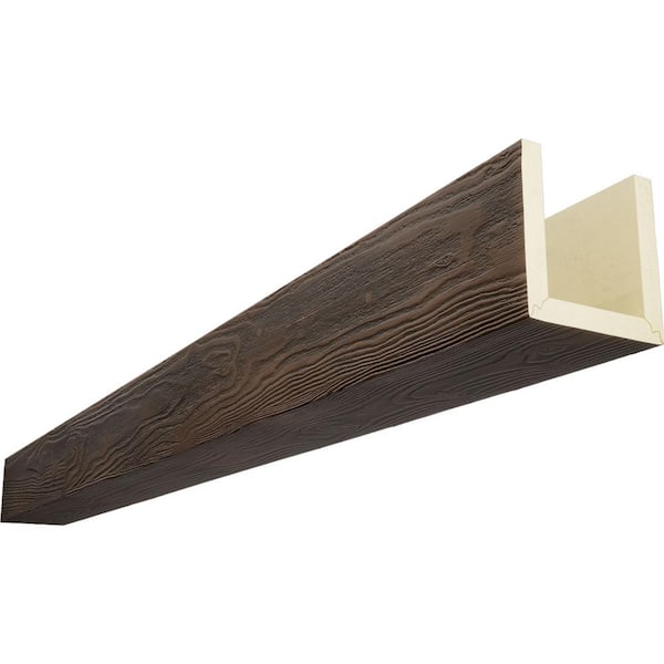 Ekena Millwork 10 in. x 12 in. x 16 ft. 3-Sided (U-Beam) Sandblasted Premium Aged Faux Wood Ceiling Beam
