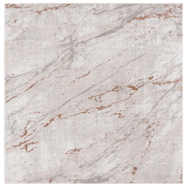SAFAVIEH Parker 7 ft. x 7 ft. Taupe/Gray Gold Abstract Marble square Area Rug