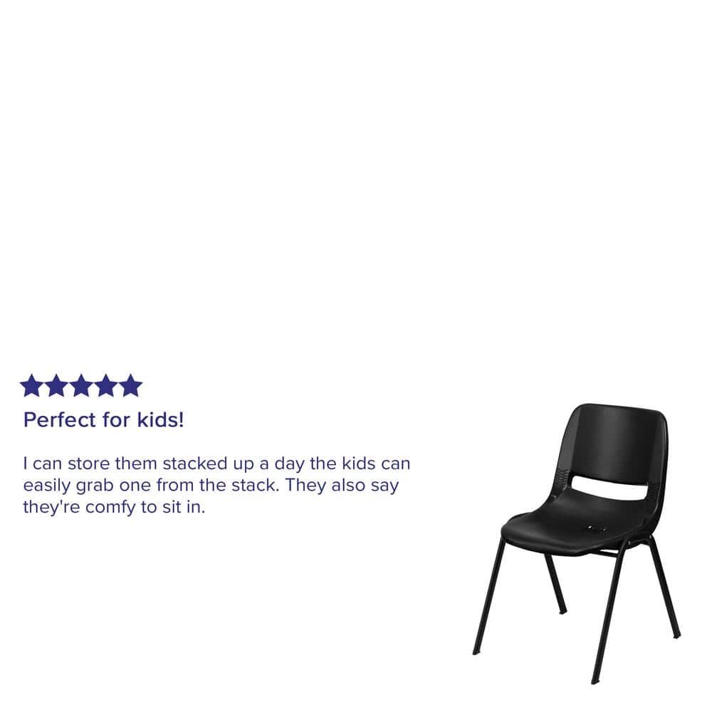 ErgoKids 440 lb Capacity Black Metal Stack Chair for Preschool