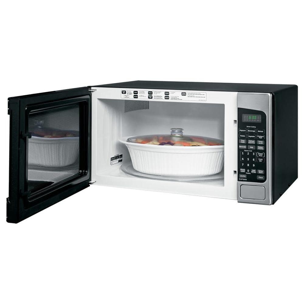 GE 2.0 Cu. Ft. Stainless Steel Black Countertop Microwave Oven
