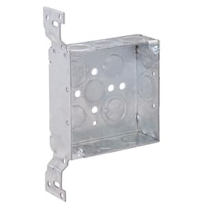 4 in. W x 1-1/2 in. D Steel Metallic Square Box with Nine 1/2 in. KO's, 5 CKO's and F Bracket (1-Pack)