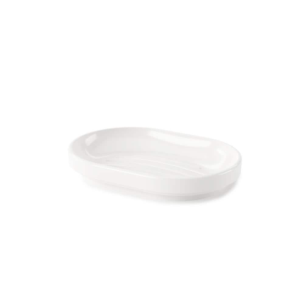 White Glossy Melamine Bathroom Soap Dish