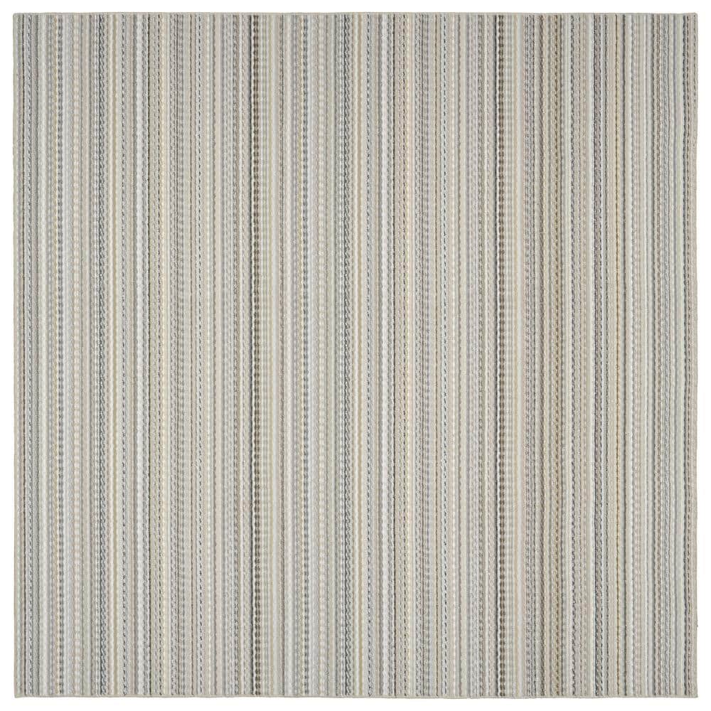 Carnival Stripe 12' Square Tufted Polypropylene Rug in Earth Tones