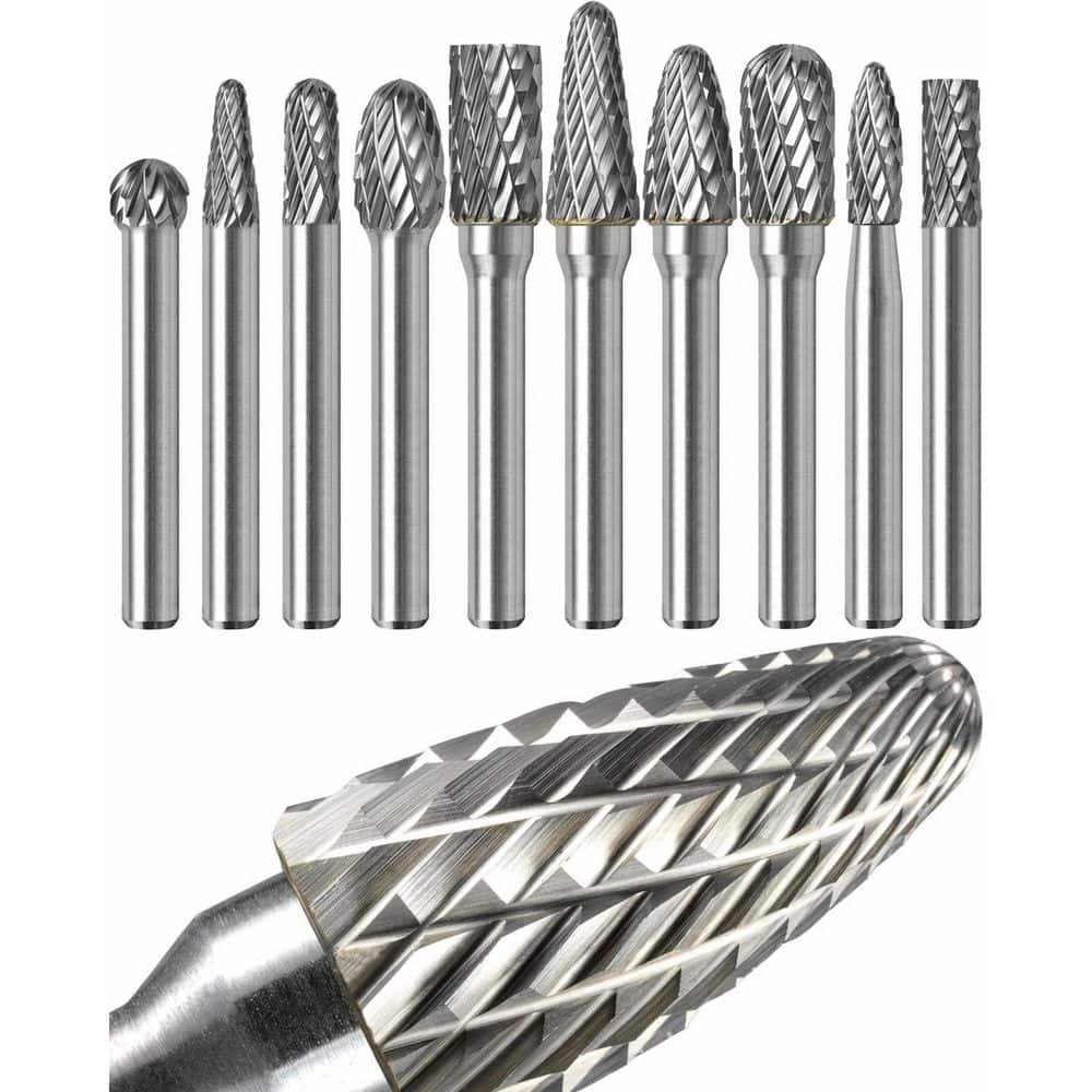 10 pcs tungsten carbide burr set 1/4 inch shank double cut die grinder bits for metal wood stone steel deburring price history on PriceWatchPro