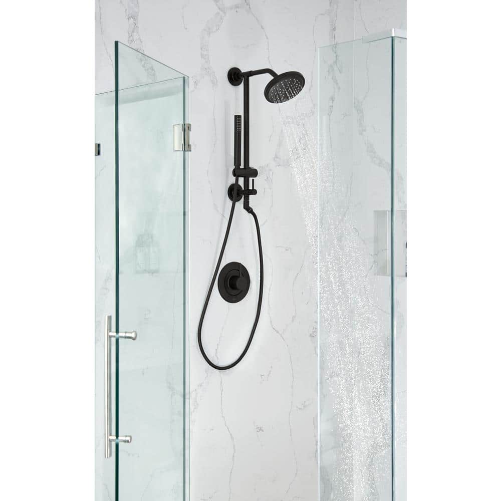 Contemporary Matte Black Wall-Mounted Lever Valve Trim Kit