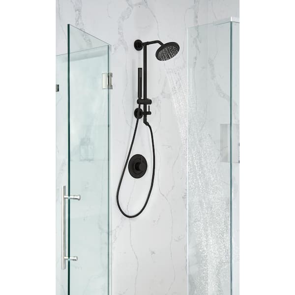 Shower Rail System with 2-Function Diverter in Matte Black (Valve Not Included)