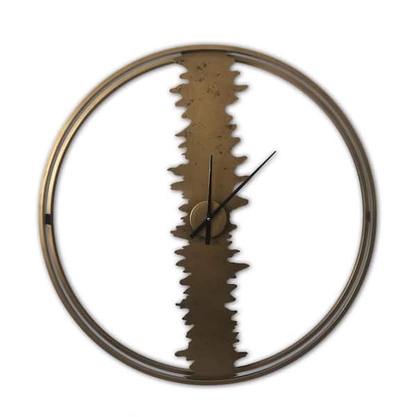 Peterson Artwares Brass Color Metal Modern Trunk Wall Clock