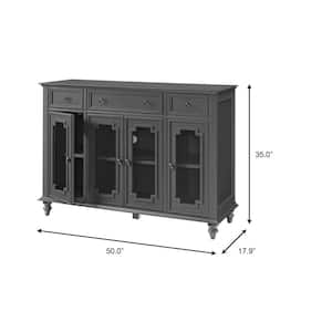 Harriston Charcoal Black Solid Wood Glass Door Buffet