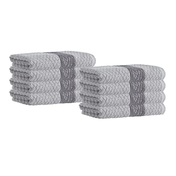 Unbranded Anton 8-Pieces Silver Turkish Cotton Hand Towels