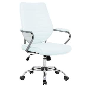 Winchester Faux Leather Swivel Ergonomic Office Chair in White with Nonadjustable Arms