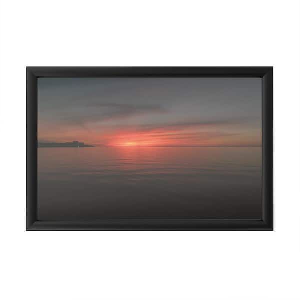 Trademark Fine Art "Sunset lovers sunset on a Great Lake" by Kurt Shaffer Framed with LED Light Landscape Wall Art 16 in. x 24 in.