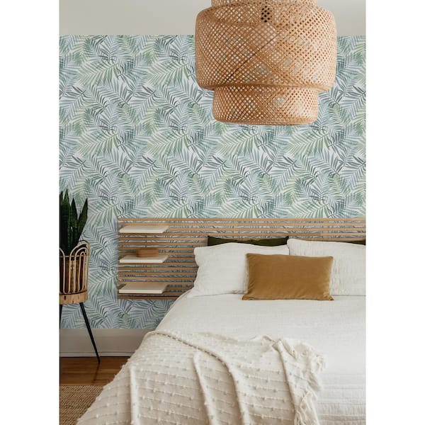 RoomMates RMK12186PLW Blue Tropical Vibe Peel and Stick Wallpaper