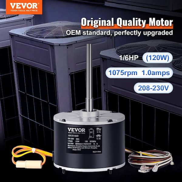 Condenser Fan Motor 1/6 HP 1075 RPM 208V-230V Condenser Motor Reversible Rotating 120W Explosion-proof CBB65 5F
