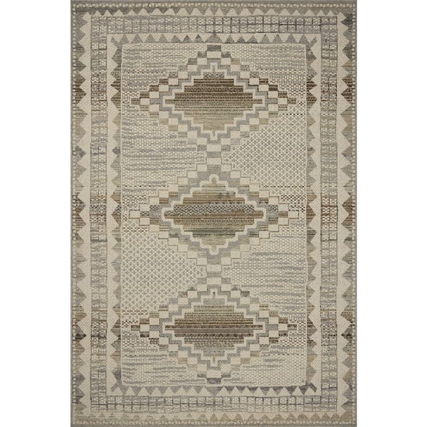 Saylor Ivory / Granite 2 ft. 3 in. x 3 ft. 9 in. Indoor/Outdoor Accent Rug