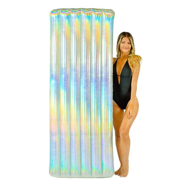 POOLCANDY Inflatable 74 in. Holographic Color Changing Deluxe Raft