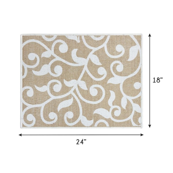 SUSSEXHOME Floral Beige 44 in. x 24 in. and 31.5 in. x 20 in. Non