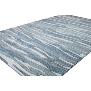 Greenwich Blue 8 ft. x 10 ft. (7'9" x 9'9") Abstract Contemporary Area Rug
