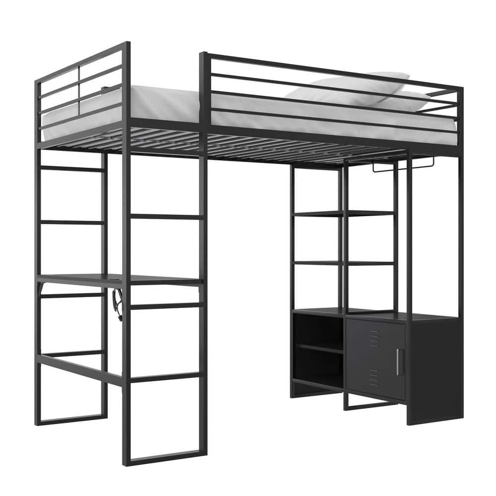 DHP DHP Lyon Twin Loft Bed With Desk And Storage, Black DE99687 - The ...