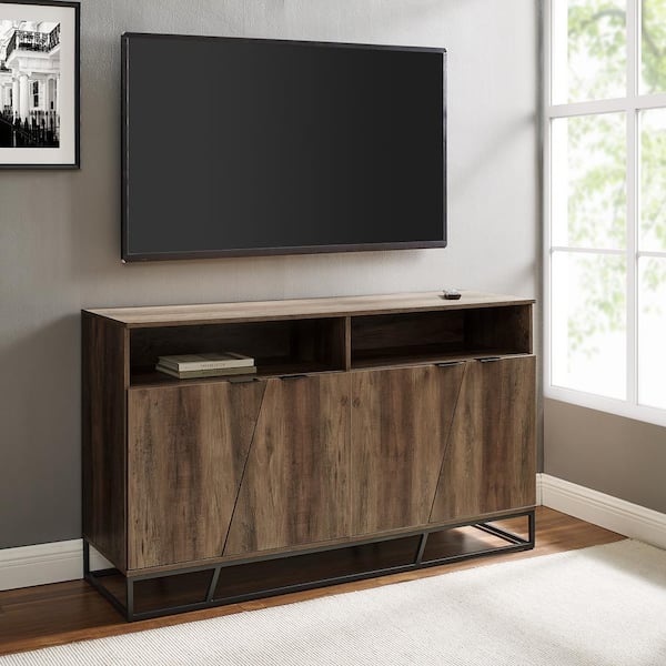 Walker Edison Furniture Company 58 in. Reclaimed Barnwood Angled Door Sideboard