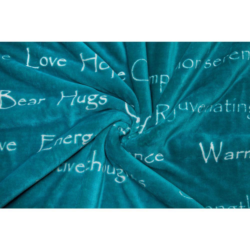Teal and White Reversible Faux Fur Sherpa Throw Blanket