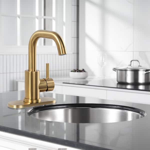 8.9 in. Single Handle Bar Faucet Deckplate Included in Gold