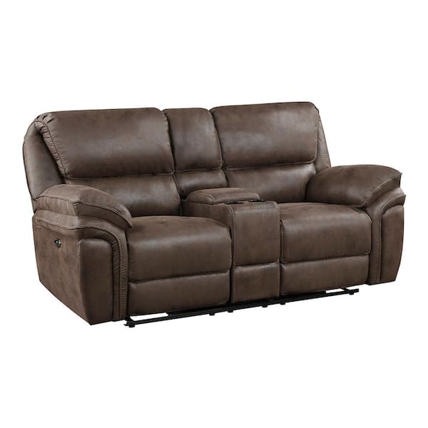 Lazzara Arlo 79.5 in. W Brown Microfiber Power Double Reclining