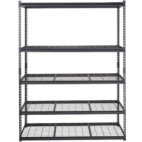 5 Tiers Heavy Duty Metal Adjustable Garage Storage Shelving Unit in Black (60 in. W x 78 in. H x 24 in. D)