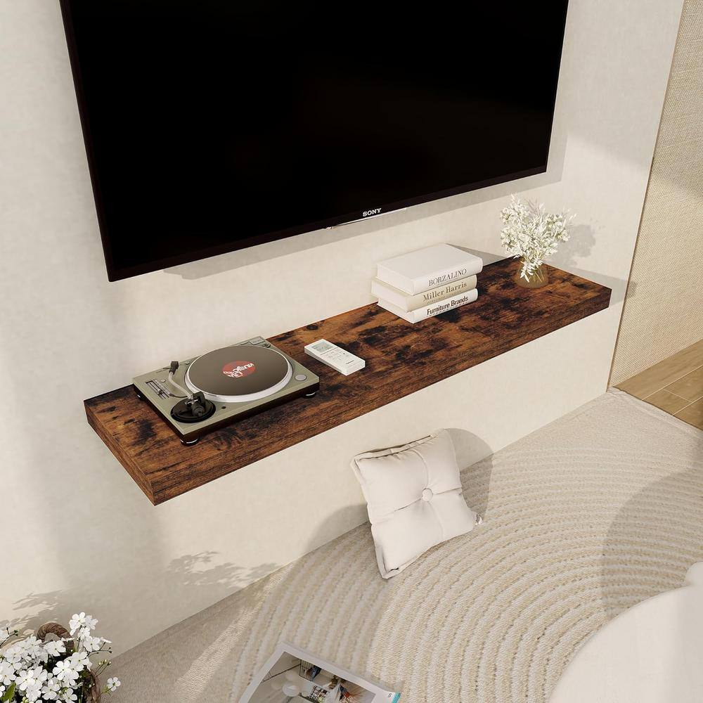 48 Inch Rustic Brown MDF Floating Wall Shelf