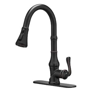 Single Handle Pull Down Sprayer Kitchen Faucet with Advanced Spray 1-Hole Brass Kitchen Basin Taps in Oil Rubbed Bronze