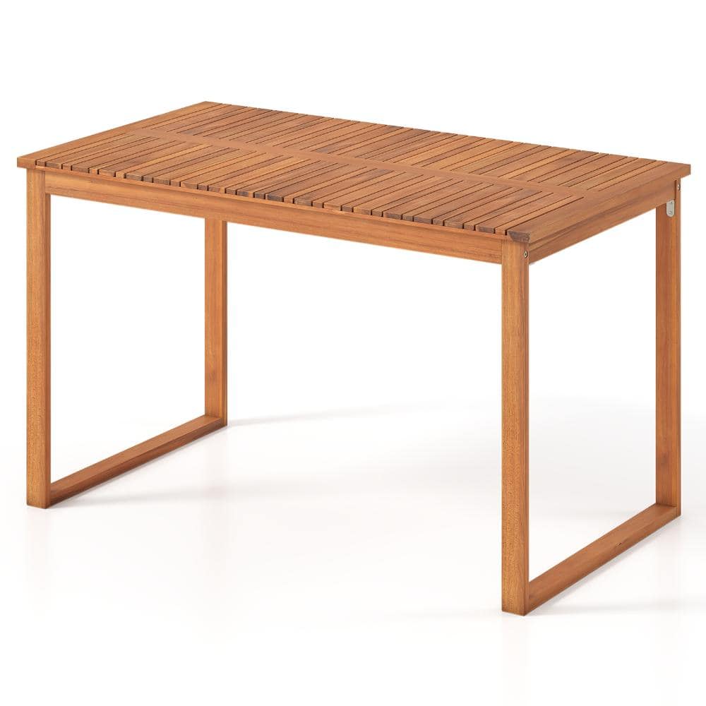 49 in. Acacia Wood and PE Rattan Outdoor Dining Table with Slatted Top and 165 lb. Capacity, Natural price history on PriceWatchPro