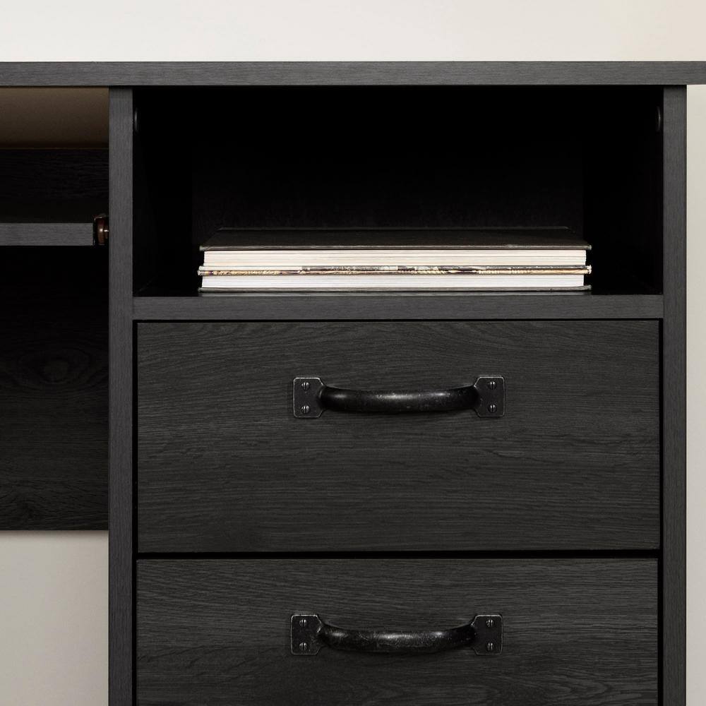 Gray Oak Farmhouse-Style Computer Desk with Ergonomic Design and Storage