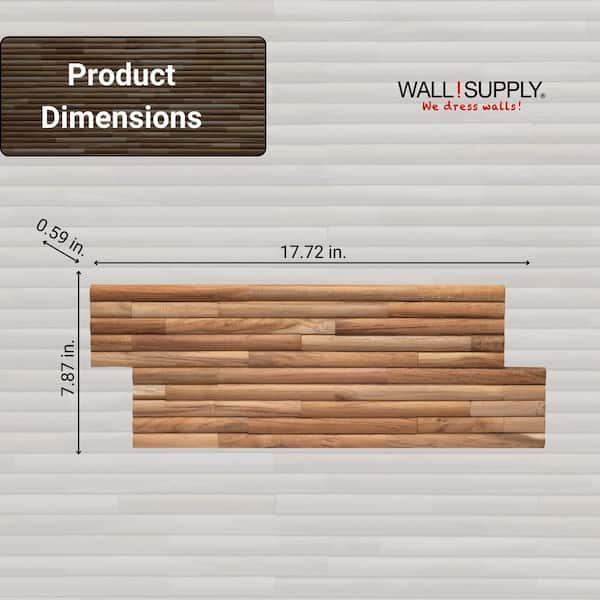 WALL!SUPPLY Ultra Wood Teak Round Wood Wall Panels 0.59 in