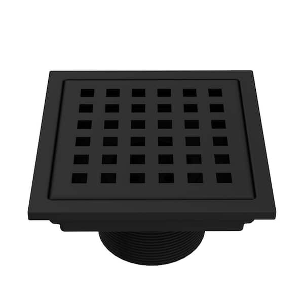 Elan 4 in. Square Shower Drain in Matte Black