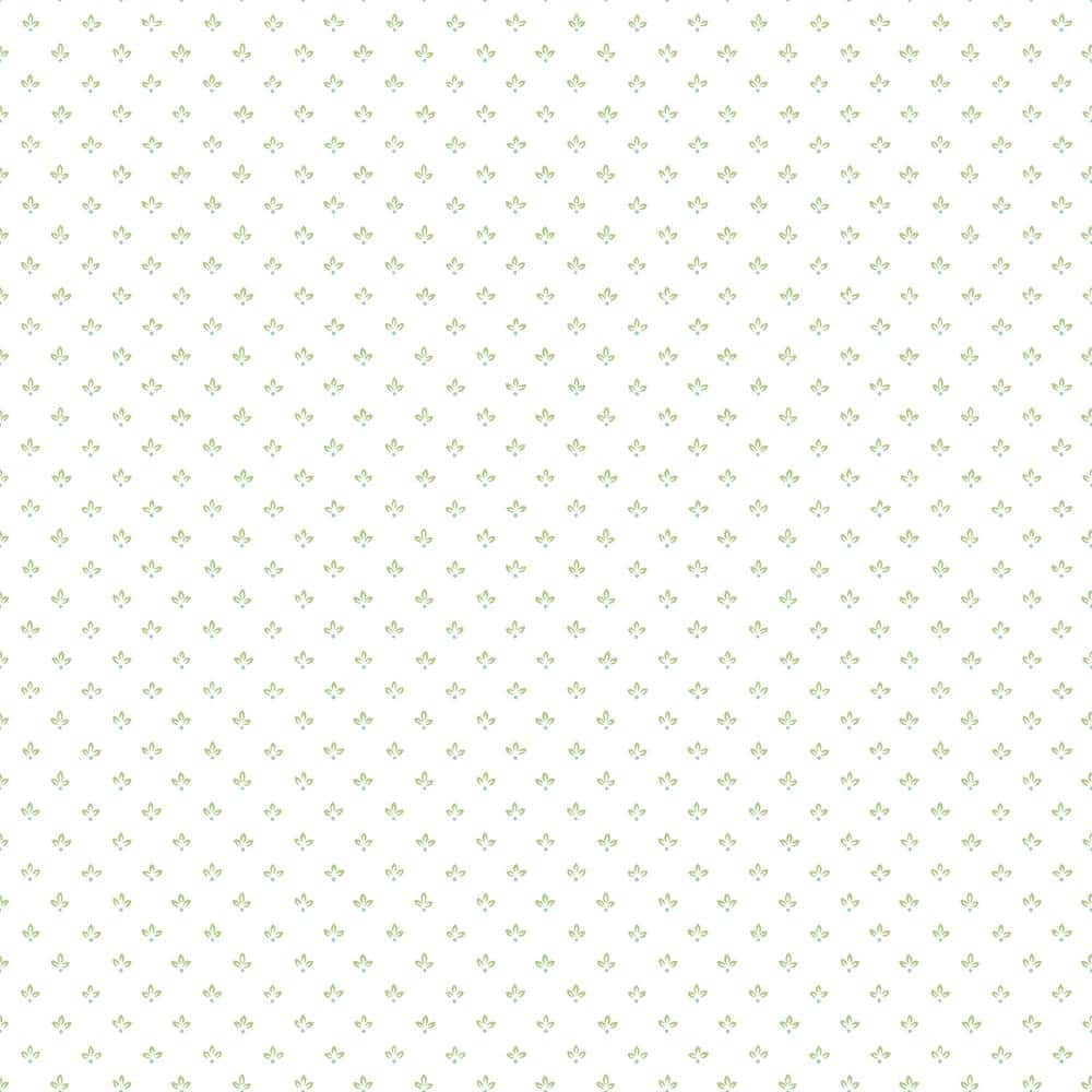Tri Leaf Green/Blue/White Matte Finish Vinyl on Non-Woven Non-Pasted Wallpa