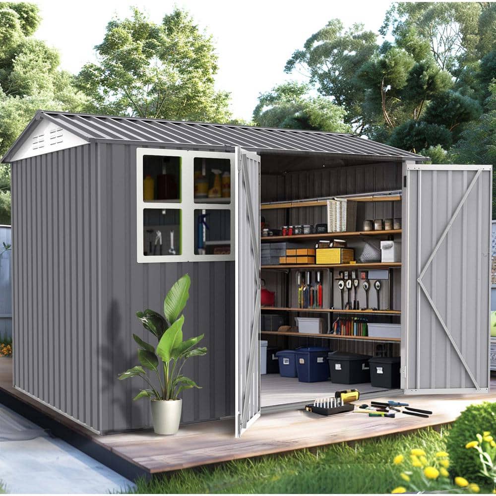 6 ft. W x 8 ft. D Metal Shed, Outdoor Storage Shed with Floor, Window, Door