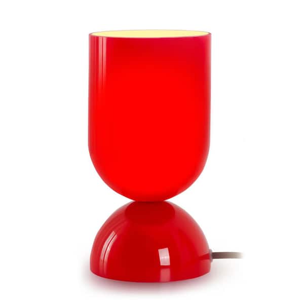 9 in. Red Plug-in non dimmable and Gooseneck Glass Desk Lamp with E12 Lamp Holder