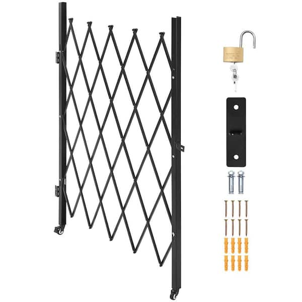 Single Folding Security Gate, Lockable Scissor Security Door with 360° Swivel Casters, 49.61 x 77.76 in. (W x H)