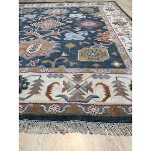 Charcoal 9 ft. x 12 ft. Hand Knotted Wool Traditional Colorful Oushak Classic Rug Area Rug