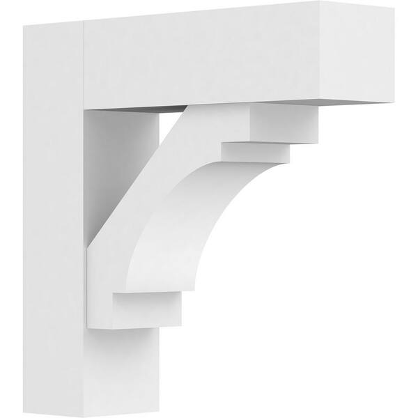 Ekena Millwork 5 in. x 20 in. x 20 in. Merced Bracket with Block Ends, Standard Architectural Grade PVC Bracket