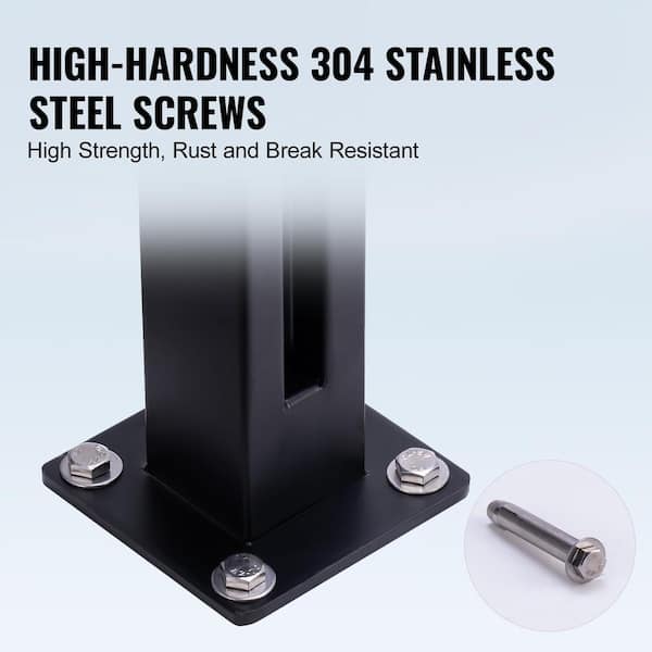 VEVOR Glass Clamp 41.34 in. H x 4.13 in. W Black Glass Railing Bracket 304 Stainless Steel Stair Railing Kit