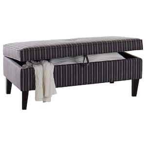 Ernest Black and White Woven Fabric Upholstered Rectangle Storage Ottoman