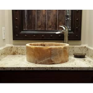 Cylindrical Natural Stone Vessel Sink in Gold