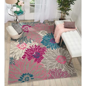 Passion Grey 5 ft. x 7 ft. Floral Contemporary Area Rug