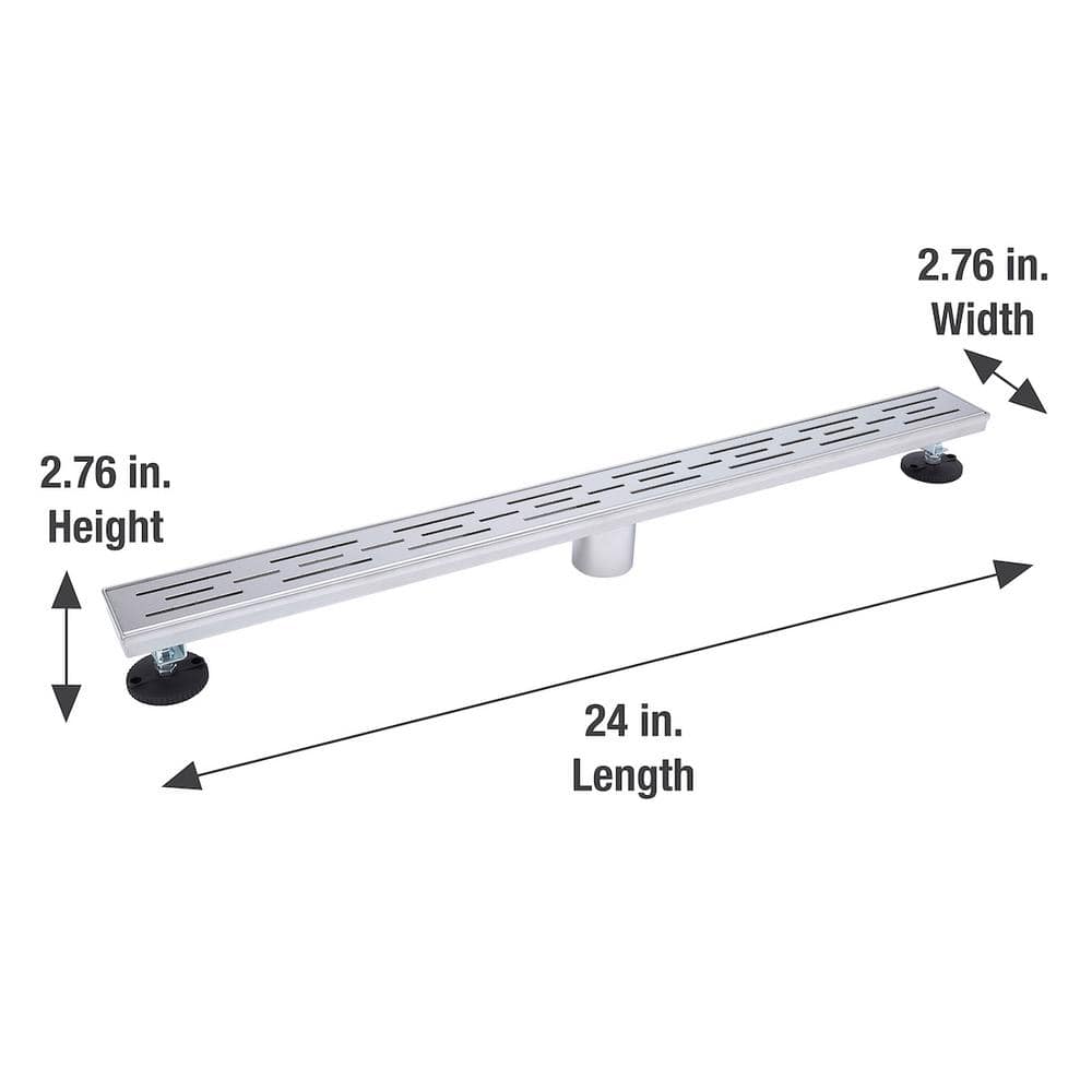 24" Polished Chrome Linear Shower Drain with Offset Grate