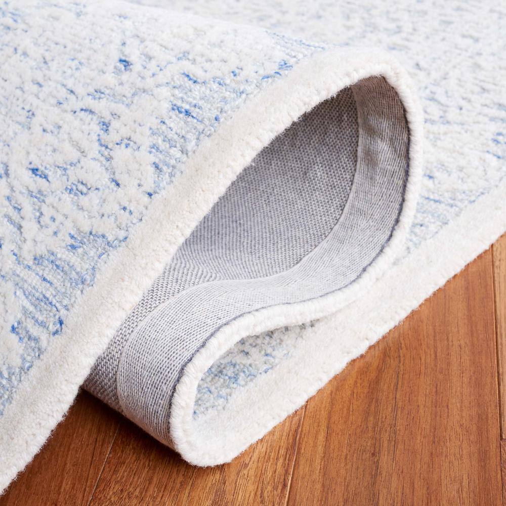 Blue Ivory Handmade Tufted Wool 8' x 10' Area Rug