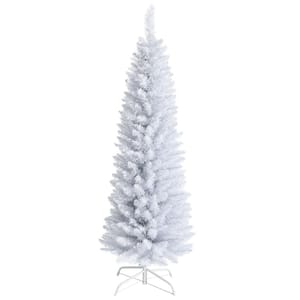 5 ft. Unlit Slim Pencil Artificial Christmas Tree with Metal Stand White