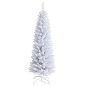 5 ft. Unlit Pencil White Artificial Christmas Tree Leafy Slim Xmas Tree